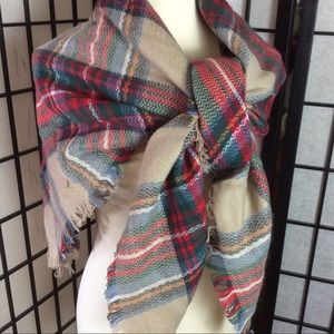 HDE Plaid Green, Red, & Tan Oversized Scarf!